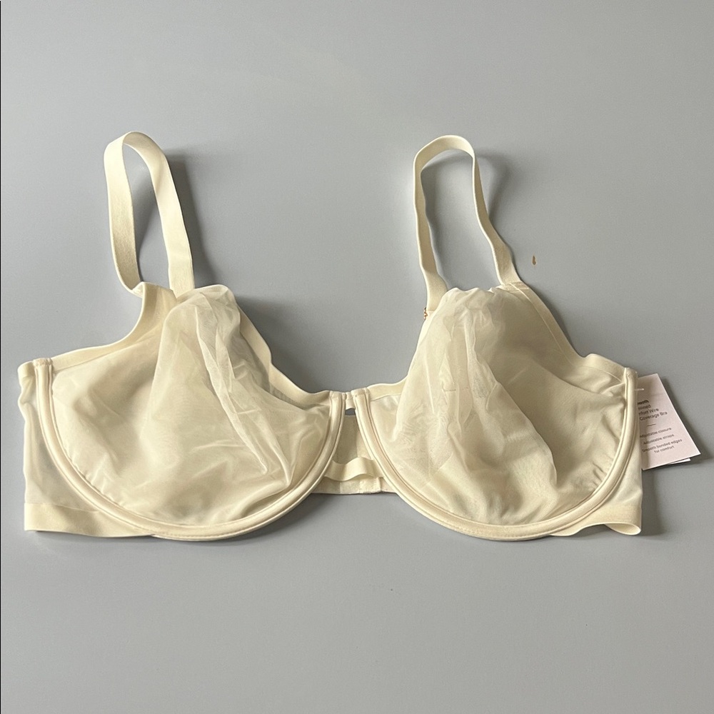 Women’s Auden Ivory Sheer Underwire Bra Size 38DDD NWT